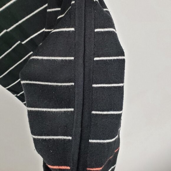 White & Warren Sweater Dress Black Striped Knit Cotton Blend Womens Size Small - Picture 6 of 7